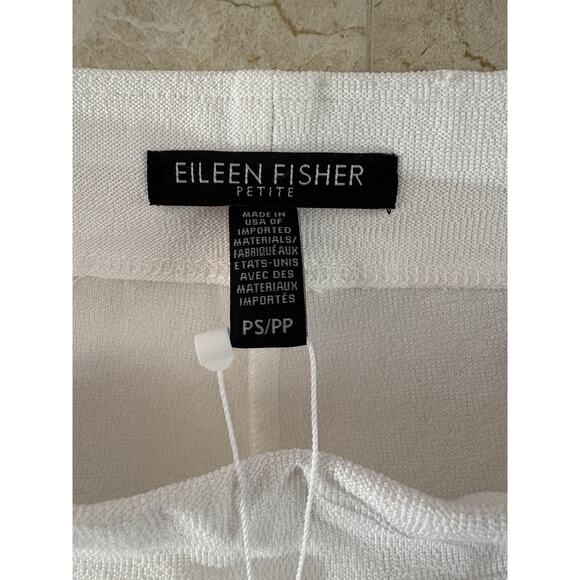 Eileen Fisher Slim Ankle Pant White Washable Stretch Crepe - Pet Sm - Minimalist - Picture 2 of 11